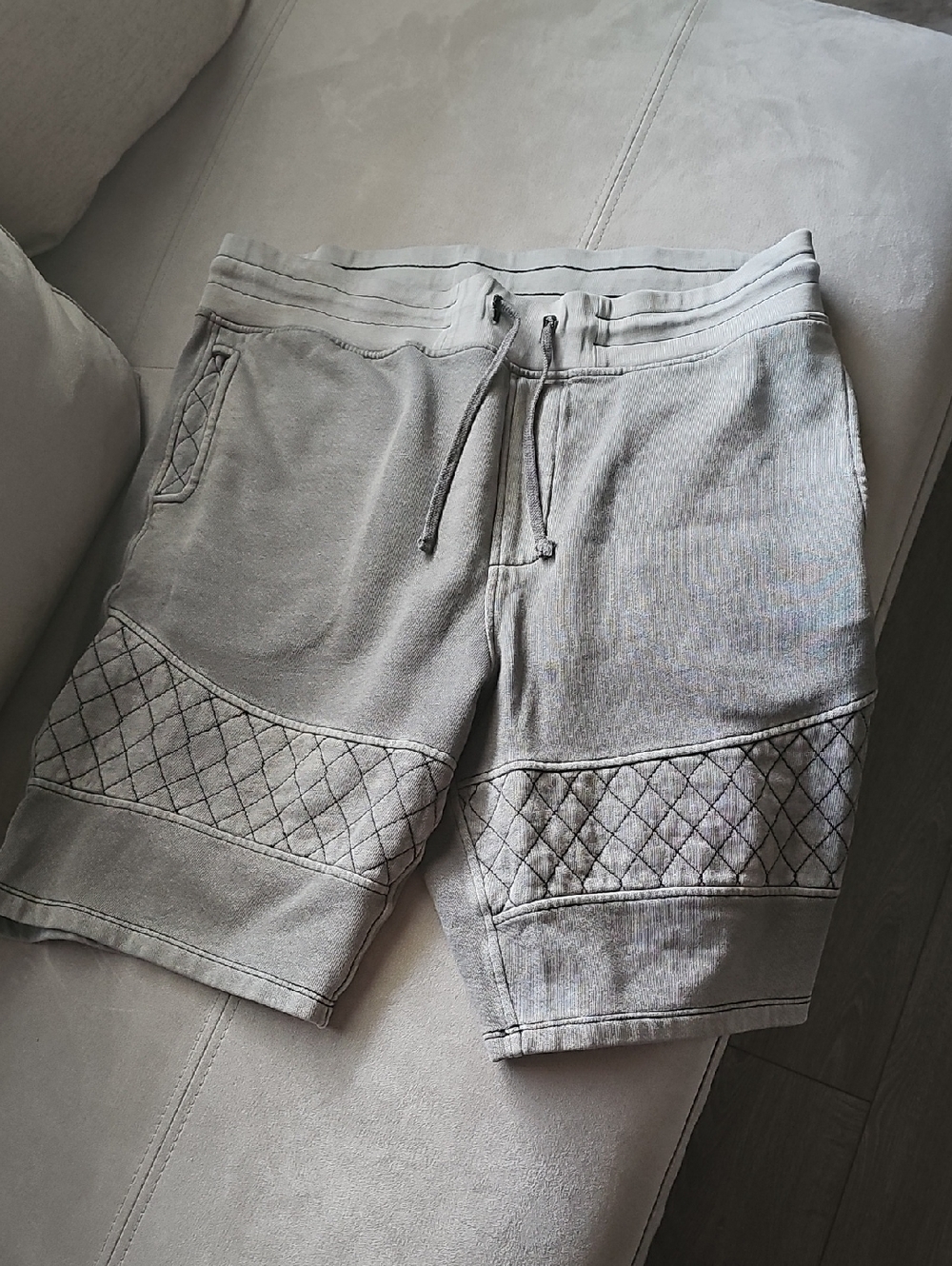Cotton Citizen Quilted Panel Drawstring Shorts - Light Gray